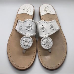 Jack Rogers white leather flip flop sandals